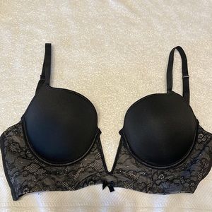 Deep Plunge Black Bra